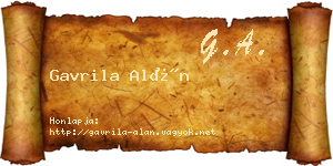 Gavrila Alán névjegykártya